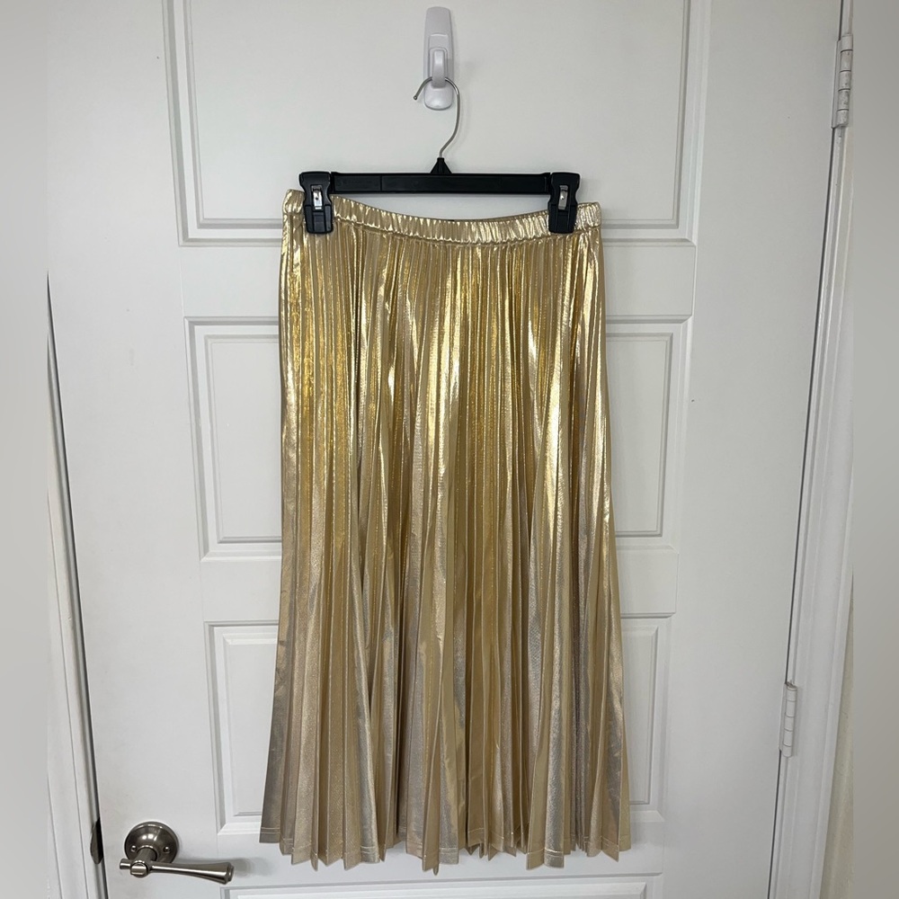 Metallic Pleated Gold Skirt